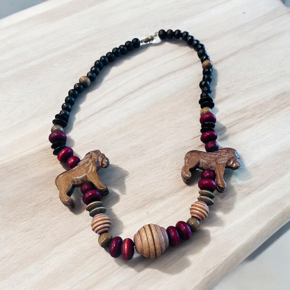 Vintage Carved Animal Statement Necklace